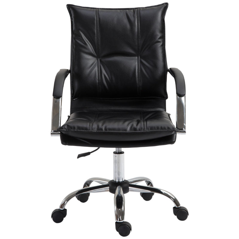 Poltrona Direzionale da Ufficio Imbottita con Altezza Regolabile in Pelle PU Nero 