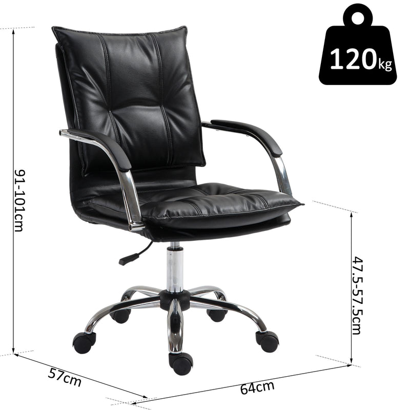 Poltrona Direzionale da Ufficio Imbottita con Altezza Regolabile in Pelle PU Nero 