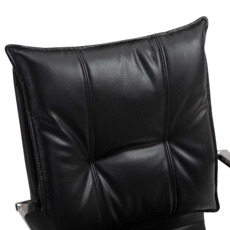 Poltrona Direzionale da Ufficio Imbottita con Altezza Regolabile in Pelle PU Nero 