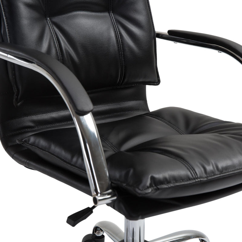 Poltrona Direzionale da Ufficio Imbottita con Altezza Regolabile in Pelle PU Nero 