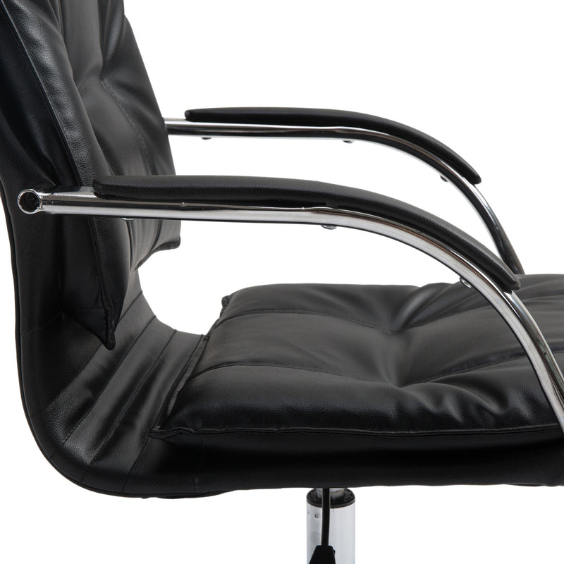 Poltrona Direzionale da Ufficio Imbottita con Altezza Regolabile in Pelle PU Nero 