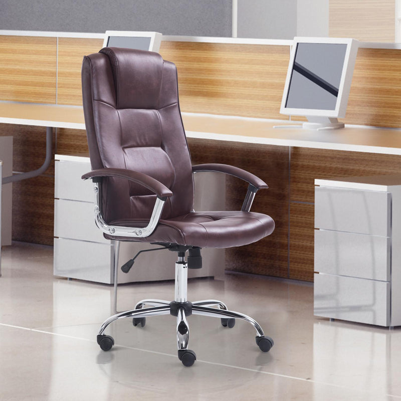 Poltrona Direzionale da Ufficio Regolabile Girevole Marrone 