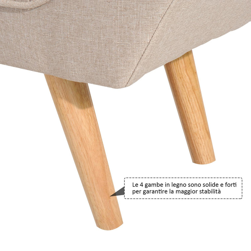 Panchina Divanetto Chesterfield in Lino Crema 117x46x55 cm 