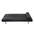 Divano Letto in Similpelle con 2 Cuscini Nero 180x94x88 cm 