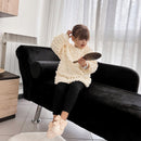 Divano Chaise Longue con Cuscino Rotondo in Flanella Nero 160x56x75 cm 