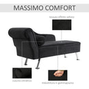 Divano Chaise Longue con Cuscino Rotondo in Flanella Nero 160x56x75 cm 