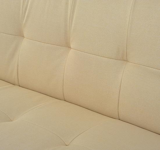 acquista Divano Letto 2 Posti in Tessuto con 2 Cuscini Beige 181x83x85 cm