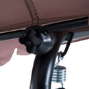 Dondolo da Giardino 3 Posti con Tettuccio Parasole Inclinabile in Acciaio Marrone 