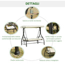 Dondolo da Giardino 3 Posti con Tettuccio Crema 185x125x173 cm 