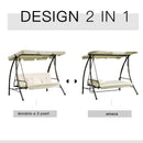 Dondolo da Giardino 3 Posti con Tettuccio Crema 200x125x170 cm 