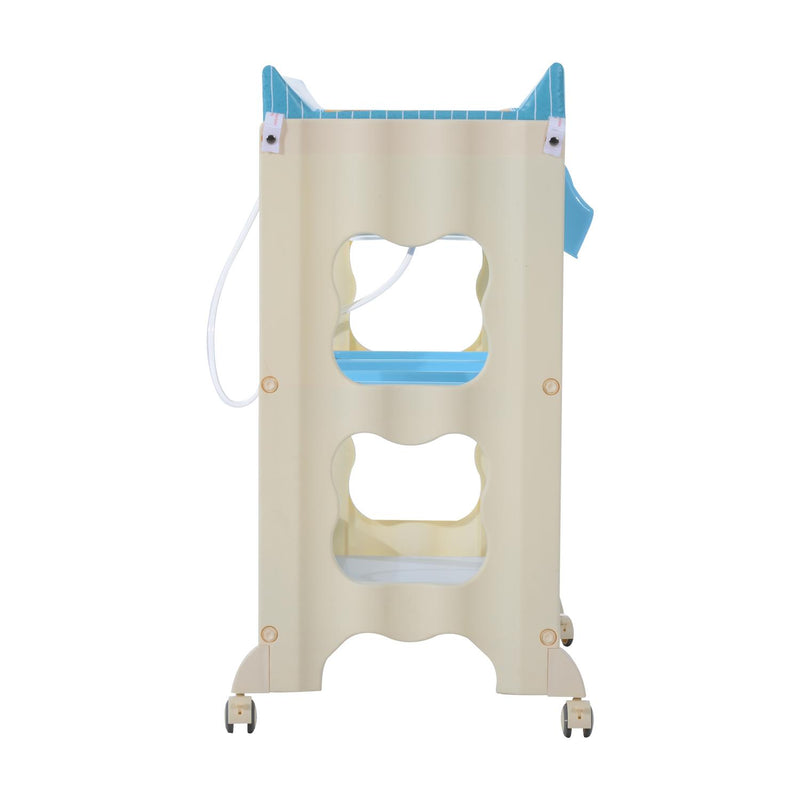 Fasciatoio con Vaschetta e Vani Portaoggetti in Plastica Atossica Blu 81x53x102 cm 