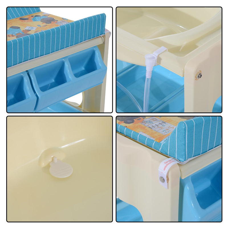 Fasciatoio con Vaschetta e Vani Portaoggetti in Plastica Atossica Blu 81x53x102 cm 