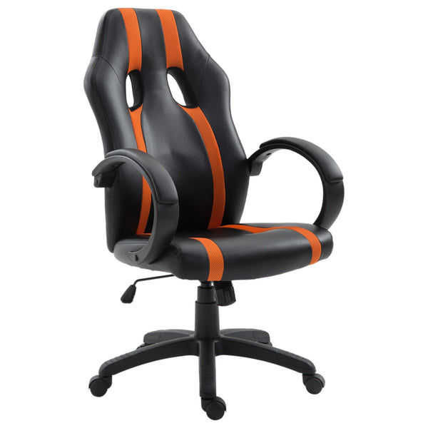 Sedia da Gaming Ergonomica Imbottita con Altezza Regolabile Nero Arancione prezzo
