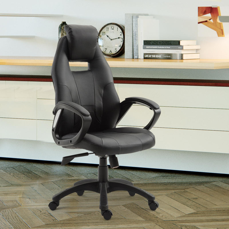 Sedia da Gaming Ergonomica Girevole Nero Altezza Regolabile 