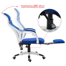 Sedia da Gaming Ergonomica Girevole e Reclinabile con Poggiapiedi Blu 