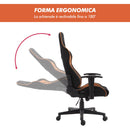 Sedia da Gaming con Rotelle Reclinabile Girevole in Tessuto Nero e Arancione 