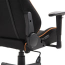 Sedia da Gaming con Rotelle Reclinabile Girevole in Tessuto Nero e Arancione 