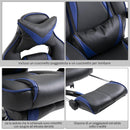 Sedia da Gaming con Rotelle in Similpelle Blu e Nero 