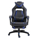 Sedia da Gaming con Rotelle in Similpelle Blu e Nero 