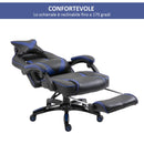 Sedia da Gaming con Rotelle in Similpelle Blu e Nero 