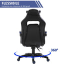 Sedia da Gaming con Rotelle in Similpelle Blu e Nero 