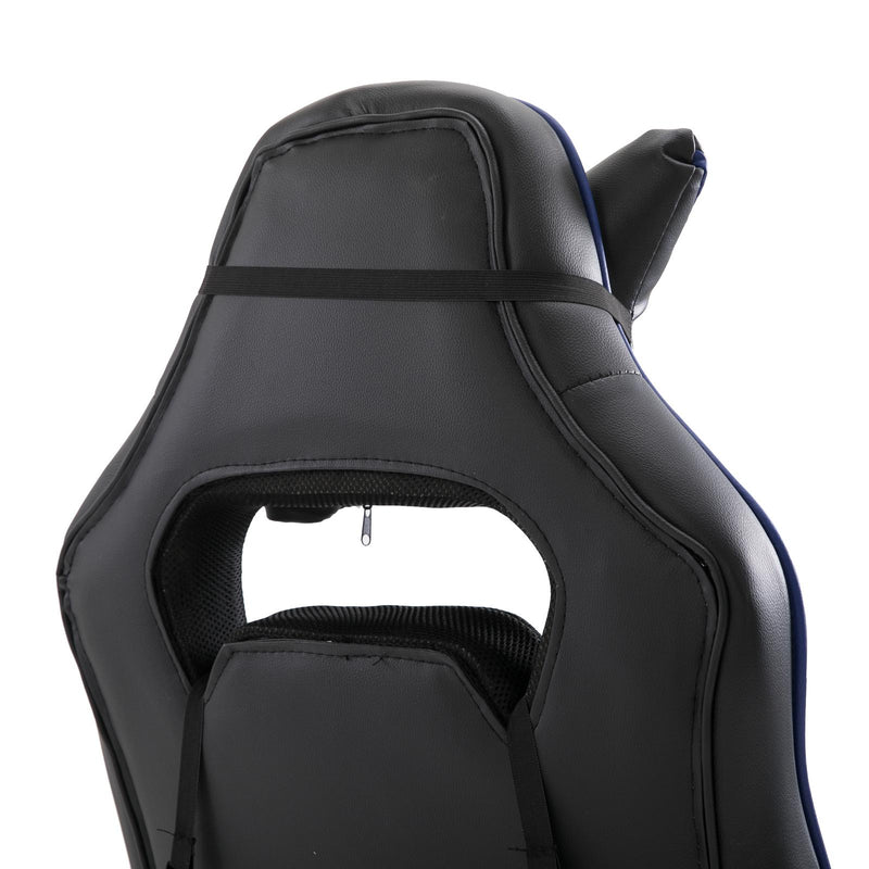 Sedia da Gaming con Rotelle in Similpelle Blu e Nero 