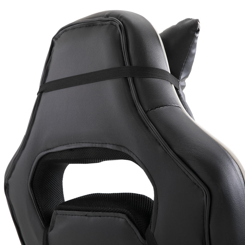 Sedia da Gaming con Rotelle in Similpelle Bianco e Nero 