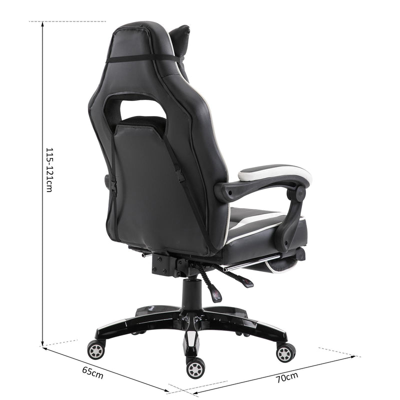Sedia da Gaming con Rotelle in Similpelle Bianco e Nero 