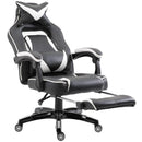 Sedia da Gaming con Rotelle in Similpelle Bianco e Nero 