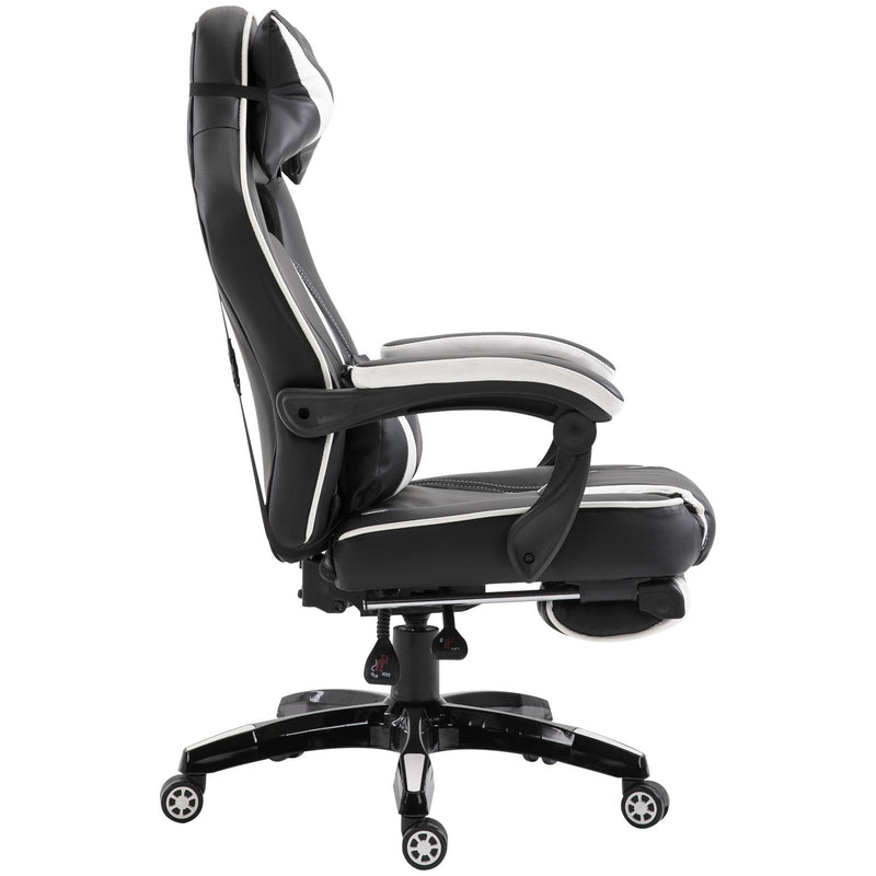 Sedia da Gaming con Rotelle in Similpelle Bianco e Nero 