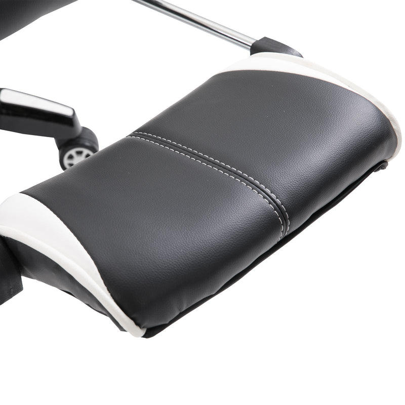 Sedia da Gaming con Rotelle in Similpelle Bianco e Nero 