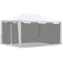 Gazebo in Tessuto PE con Zanzariera Bianco 4x3m 