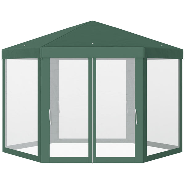 prezzo Gazebo Esagonale 3,9x2,5 m con Zanzariere in Ferro e Poliestere Verde