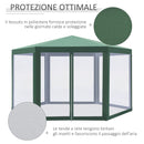 Gazebo Esagonale 3,9x2,5 m con Zanzariere in Ferro e Poliestere Verde 