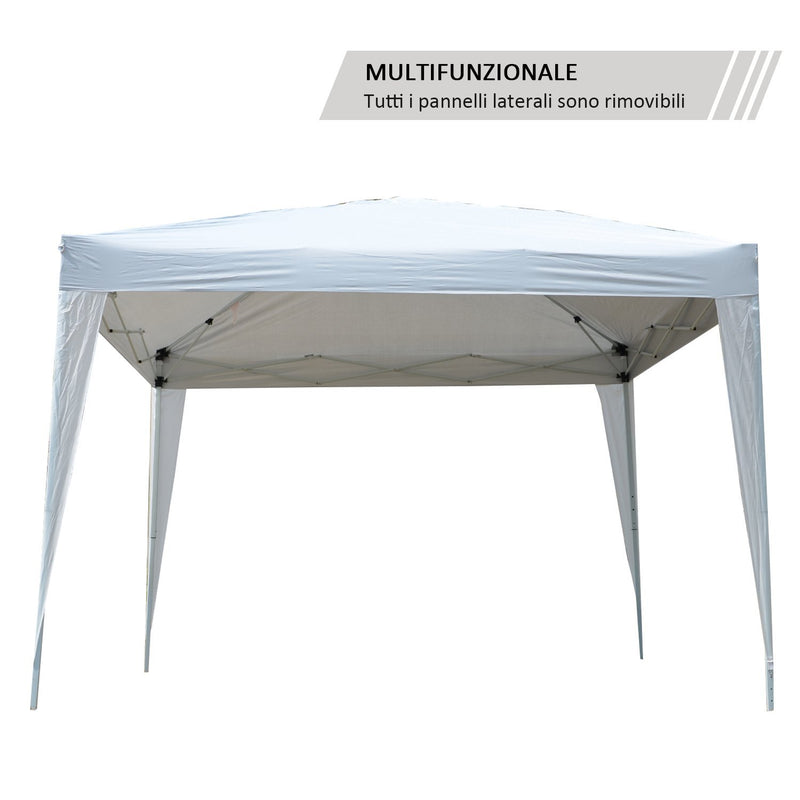 Tendostruttura Impermeabile 3x3m con Pannelli Laterali in Acciaio Bianco 