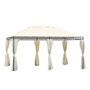 Gazebo Rettangolare con Struttura in Metallo Robusto e Teli Laterali Crema 4x3m 
