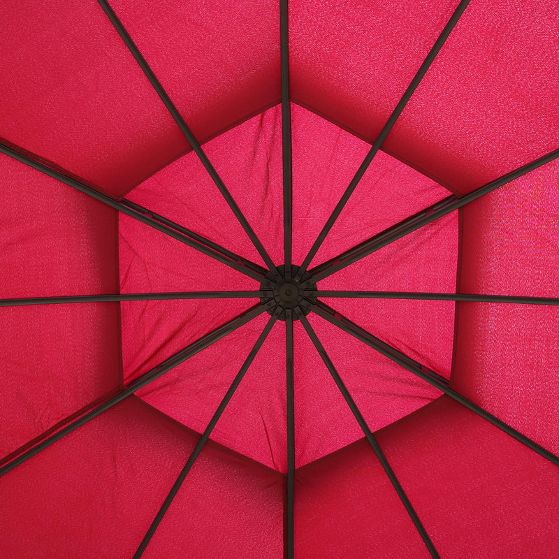 Gazebo da Giardino in Acciaio Ø3,5 m con Teli Laterali Bordeaux 