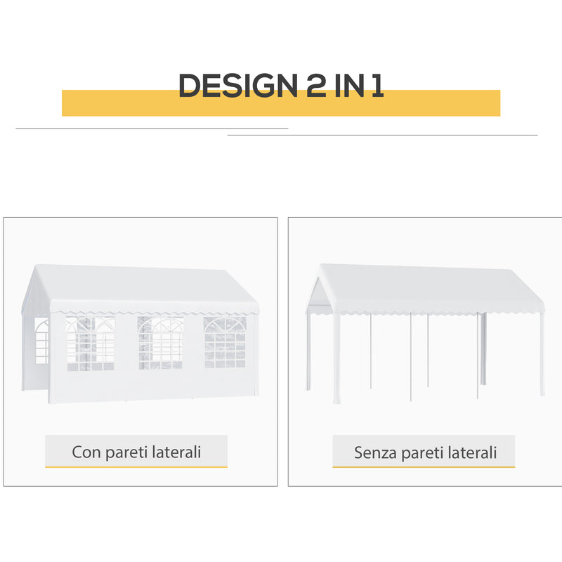 Tendostruttura per Feste Matrimonio in Acciaio Impermeabile Bianco 6x4x2.8m 