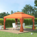 Gazebo da Giardino di Lusso con Tettoia Idrorepellente 2.9x3.9m Arancione 
