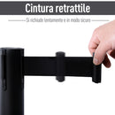 2 Colonnine Tendinastro di 2m in Acciaio Inox Nero Ø32x90 cm 