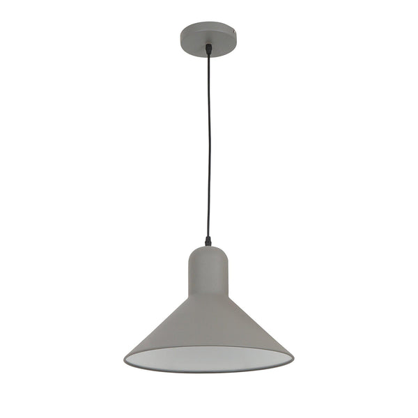 acquista Lampada Design a Sospensione Corpo in Metallo Grigio Esterno Bianco Interno Ø34,5x28 cm