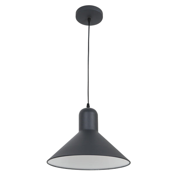 Lampada Design a Sospensione Corpo in Metallo Nero Esterno Bianco Interno Ø34,5x28 cm acquista