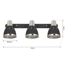 Plafoniera con 3 Faretti LED da Soffitto Orientabili in Metallo Cromato Nero Ø13x16x55 cm 