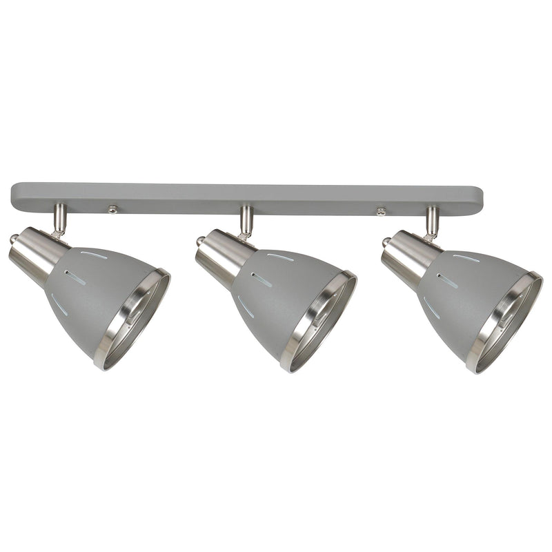 Plafoniera con 3 Faretti LED da Soffitto Orientabili in Metallo Cromato Grigio Ø13x16x55 cm 