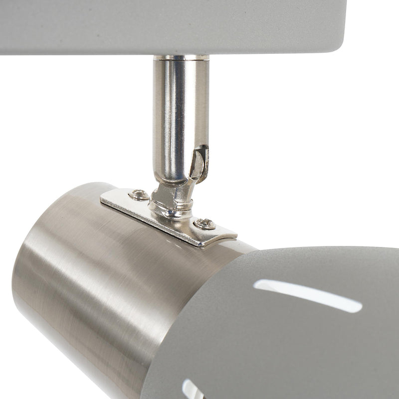 Plafoniera con 3 Faretti LED da Soffitto Orientabili in Metallo Cromato Grigio Ø13x16x55 cm 