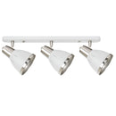 Plafoniera con 3 Faretti LED da Soffitto Orientabili in Metallo Cromato Bianco Ø13x16x55 cm 