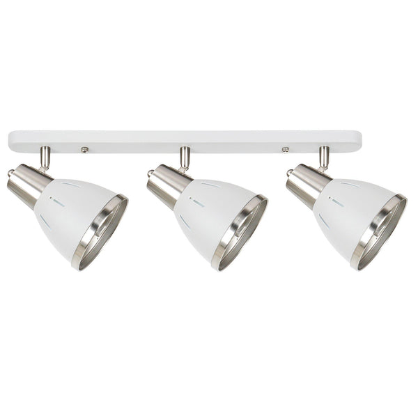Plafoniera con 3 Faretti LED da Soffitto Orientabili in Metallo Cromato Bianco Ø13x16x55 cm online