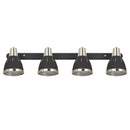 Plafoniera con 4 Faretti LED da Soffitto Orientabili in Metallo Cromato Nero Ø13x16x72 cm 