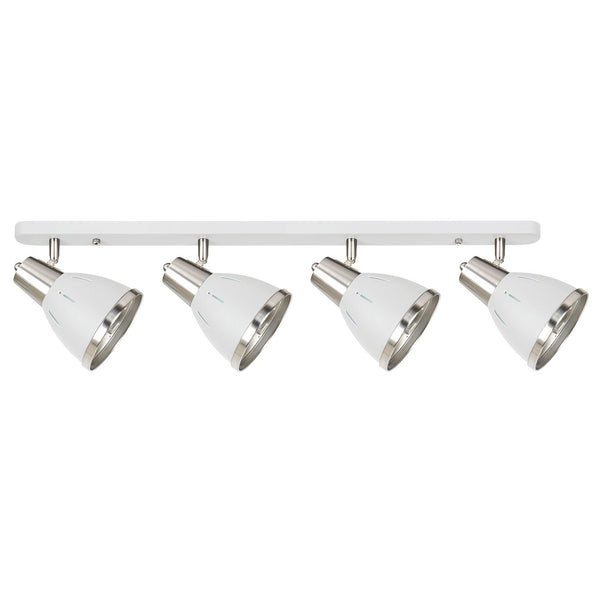 Plafoniera con 4 Faretti LED da Soffitto Orientabili in Metallo Cromato Bianco Ø13x16x72 cm online