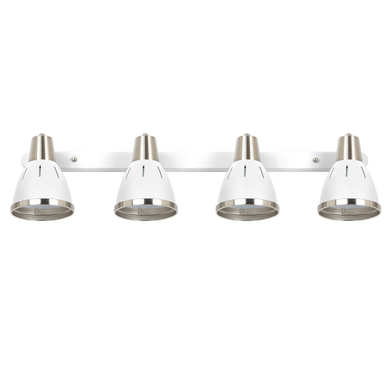 Plafoniera con 4 Faretti LED da Soffitto Orientabili in Metallo Cromato Bianco Ø13x16x72 cm 